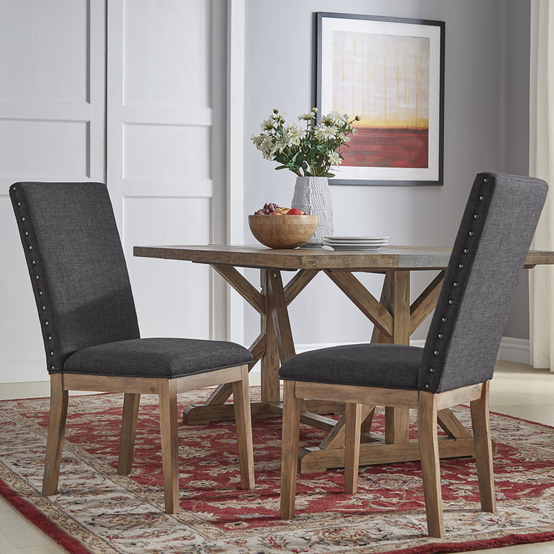 Ashbaugh 4 - Person Pedestal Dining Set, Dark Grey Linen