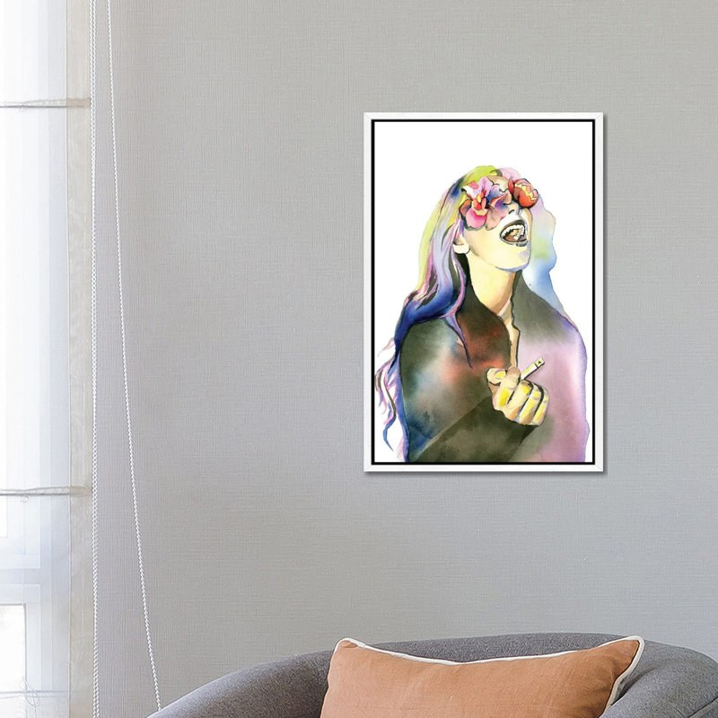 Smoker by Heather Perry - Print on Canvas, White Framed, 66.04 cm H x 45.72 cm W
