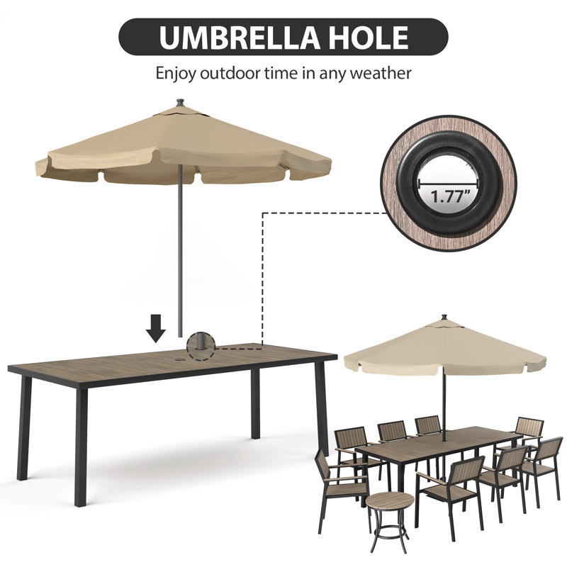 Loddon Aluminum Outdoor Patio Dining Table, Brown