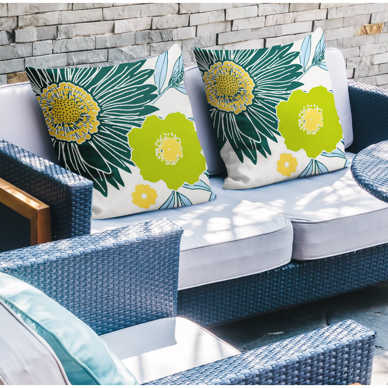 Housse et insert de coussin décoratif intérieur / extérieur en mélange de polyester, L 19 po x H 19 po, Émeraude
