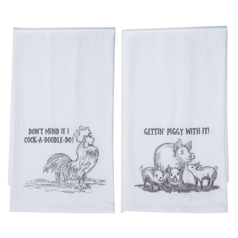  Ensemble de 2 serviettes décoratives en coton Cotton Farm