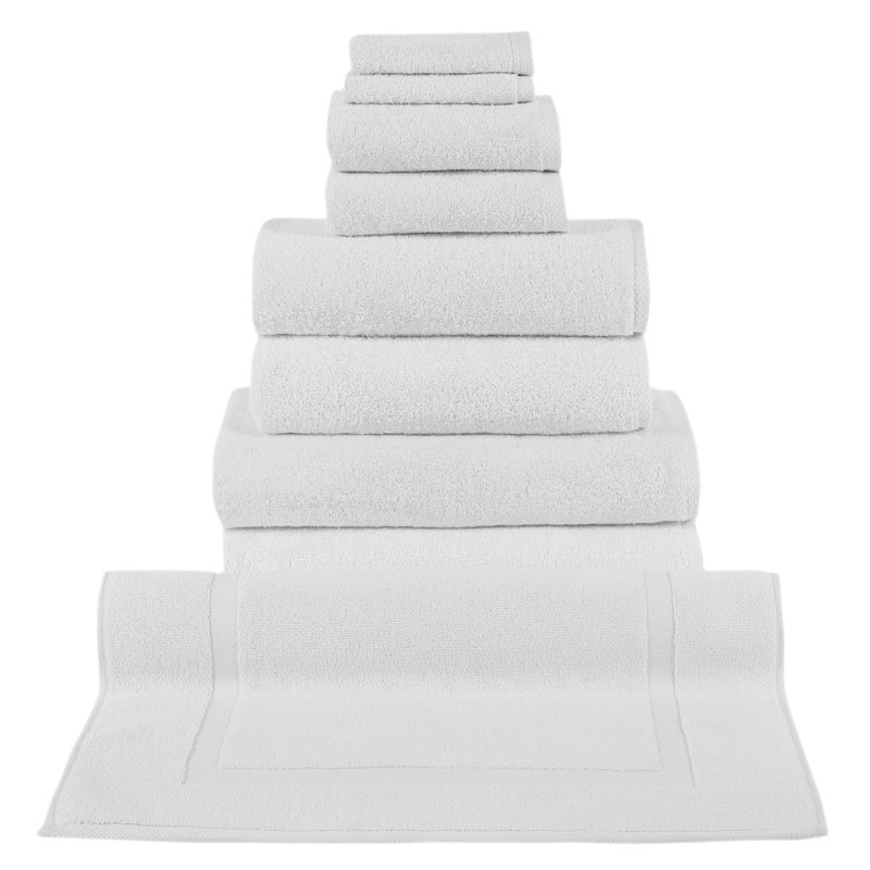 Ensemble de serviettes de bain 9 pièces avec tapis de bain Blatec, Blanc