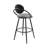 30" Swivel Bar Stool In Black Iron With Faux Leather And Black Wood Back-347321421