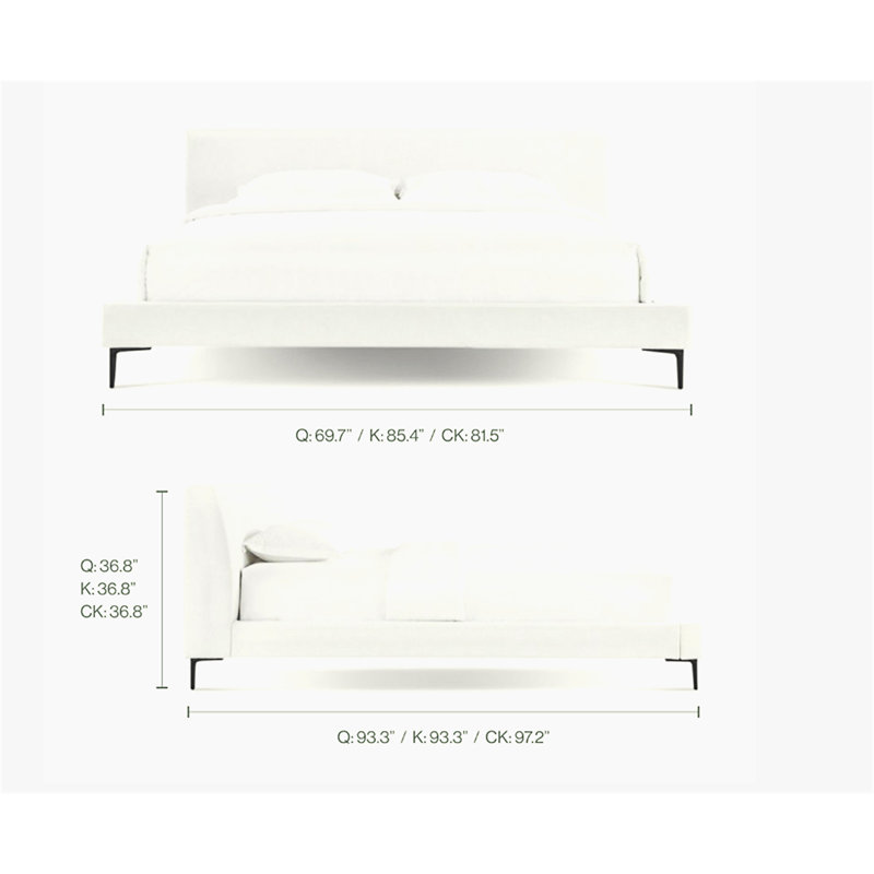 Lit plateforme tissé Brooke gris Palo, Gris clair, Grand lit