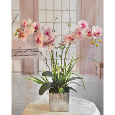 Faux Silk Orchid Arrangement in Vase