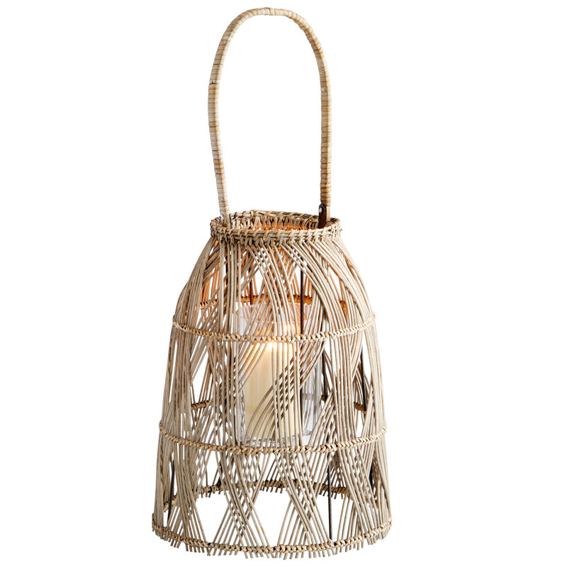 Clydesdale Wicker Tabletop Lantern, 20.5" H x 9.5" W x 9.5" D