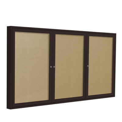 Babillard fermé en vinyle 3 portes avec cadre en satin Ghent
