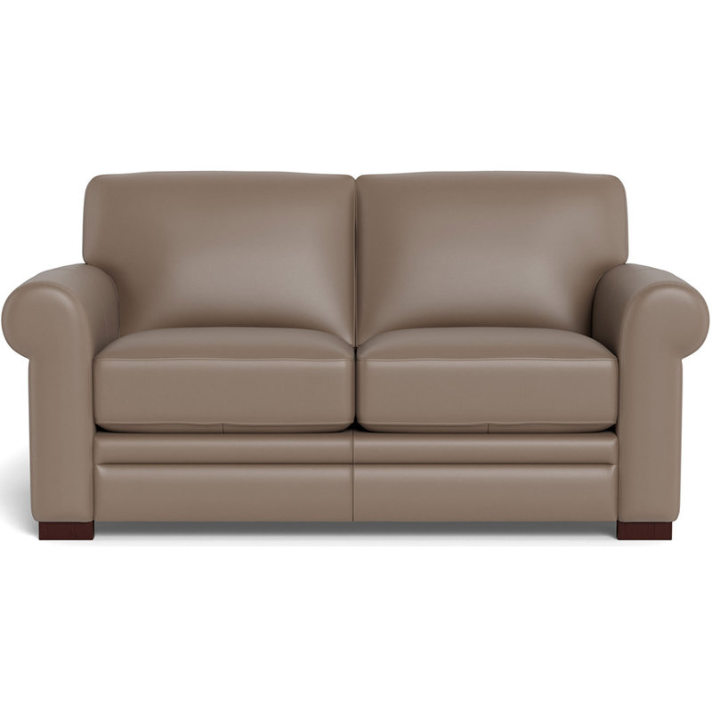 Brookfield 70'' Genuine Leather Rolled Arm Loveseat, Taupe