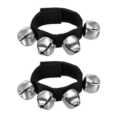 Wrist bell 2pcs Wrist Bells Jingle Bells Ankle Bells Wrist Bells Bracelet Percussion Instruments Musical 4 Bells For Party Christmas