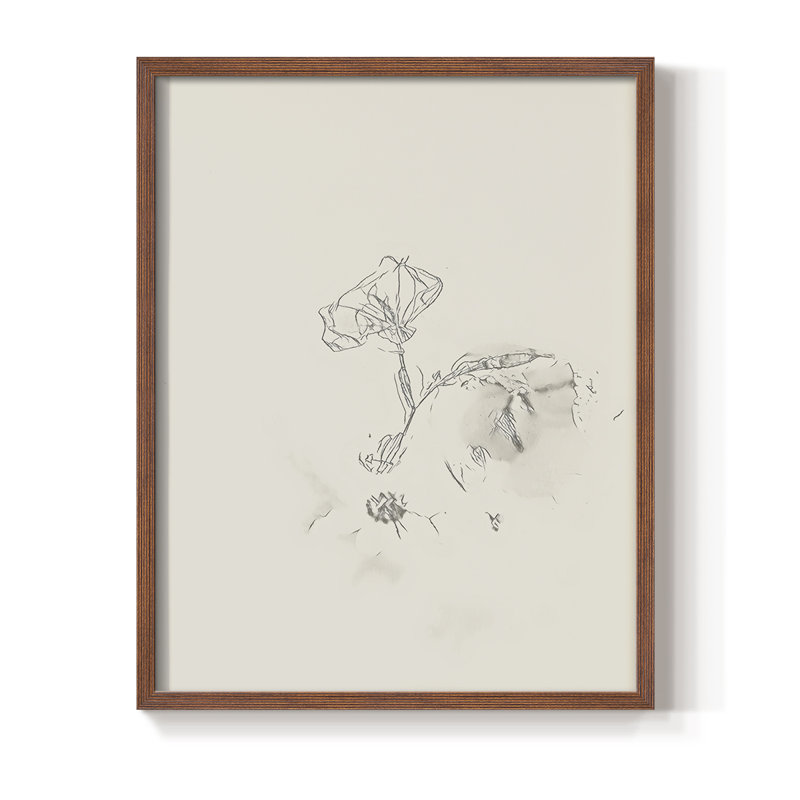 Croquis rétro LXII, reproduction encadrée - bois massif, H 21 po x l 17 po, Noyer