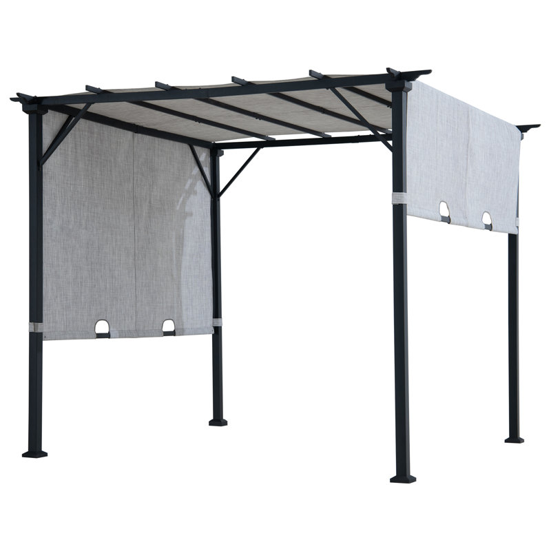 Sunjoy 9 x 9 ft. Pergola, Outdoor Patio Steel Classic Frame Pergola with Retractable Canopy Shade for Backyard, Garden Activities