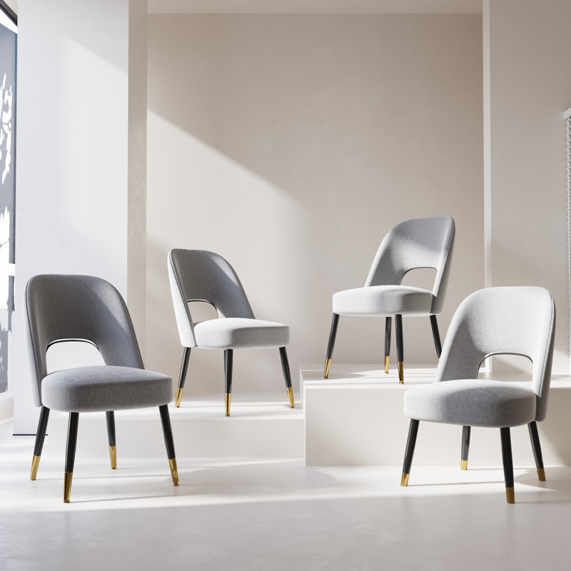 Achraf 19.7'' H Upholstered Side Chair, Black, Brown