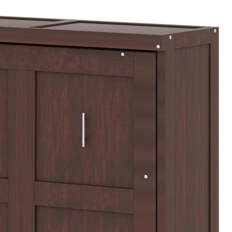 Fold-Down Murphy Bed Concealed within Multi-Functional Cabinetry, Espresso