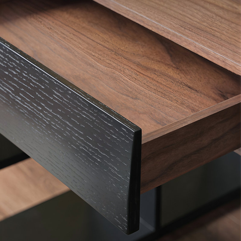 Modern Walnut 70.86'' W  Writing Desk With Drawer & Bookshelf Storage For Office And Home Office