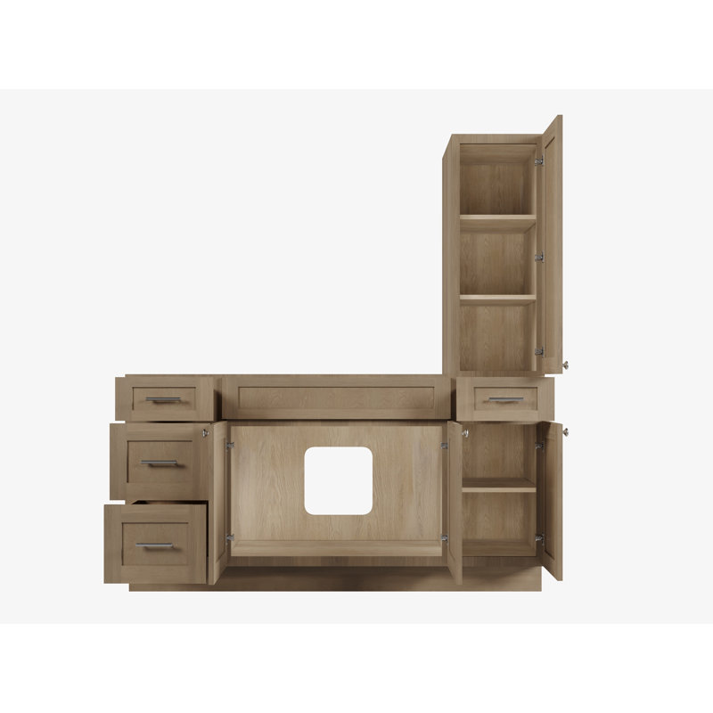 Meuble-lavabo simple de 66 po Disar, Chêne naturel