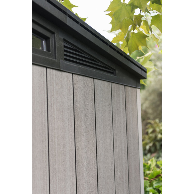 Gray Resin 7 x 7 Foot Outdoor Storage Shed with Windows