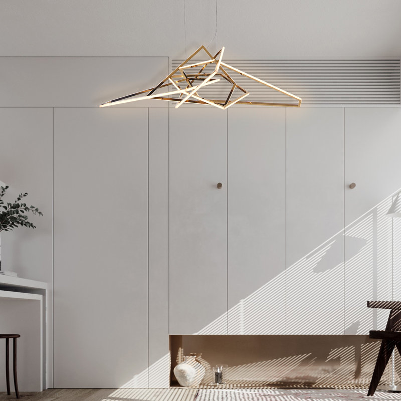 Lustre 25 lumières DEL en acier inoxydable doré avec diffuseurs en acrylique blanc, Or