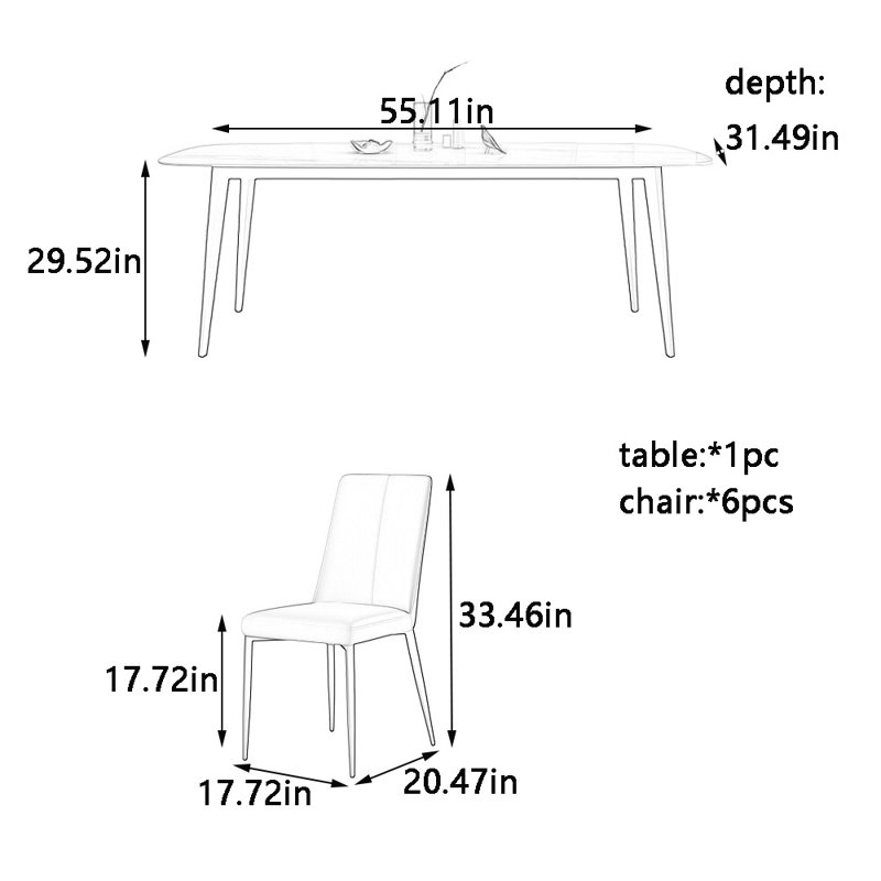 Ensemble de table et chaises Fine Rock, H 29,52 po x L 55,11 po x l 31,49 po