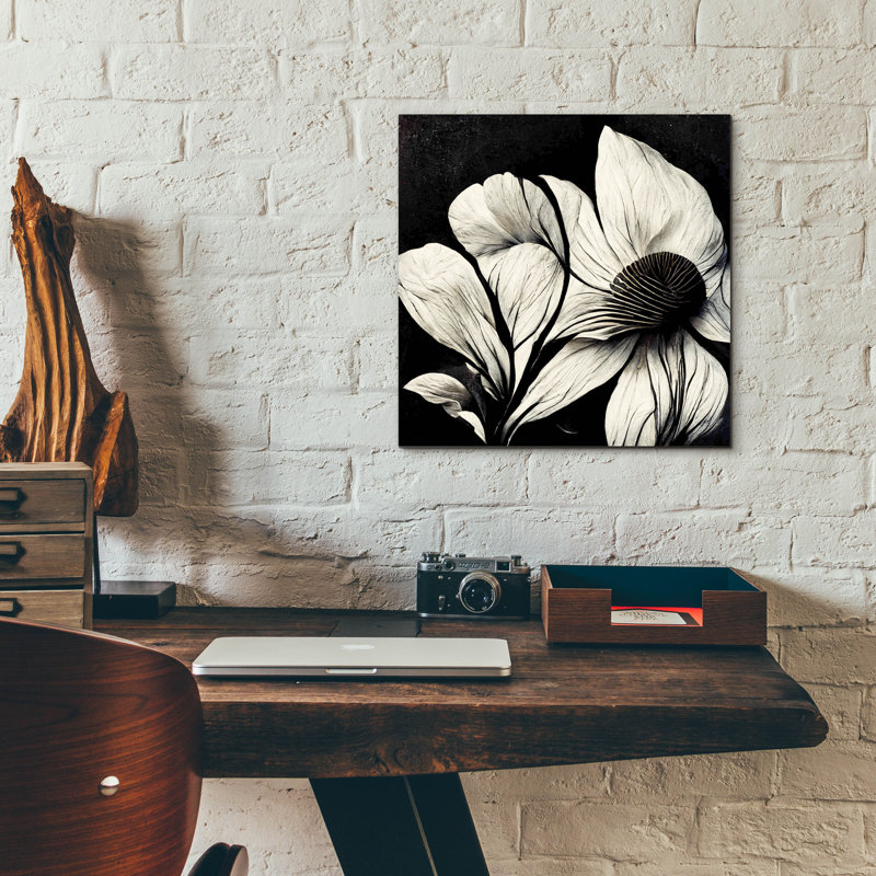 «Flowers Black White 30» par Ray Heere, H 12 po x l 12 po x P 0,13 po