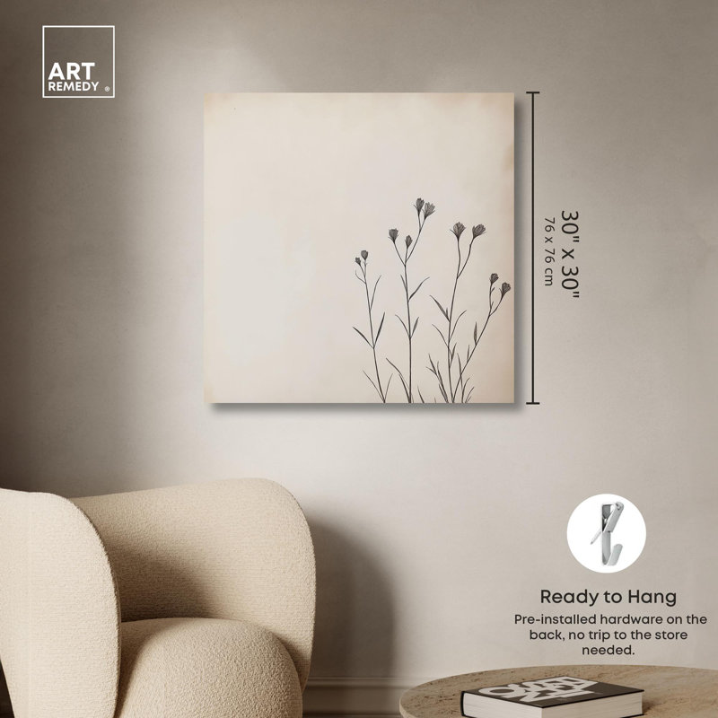 Branches of Calm 30" x 30" Vintage Botanic Wrapped Canvas Art