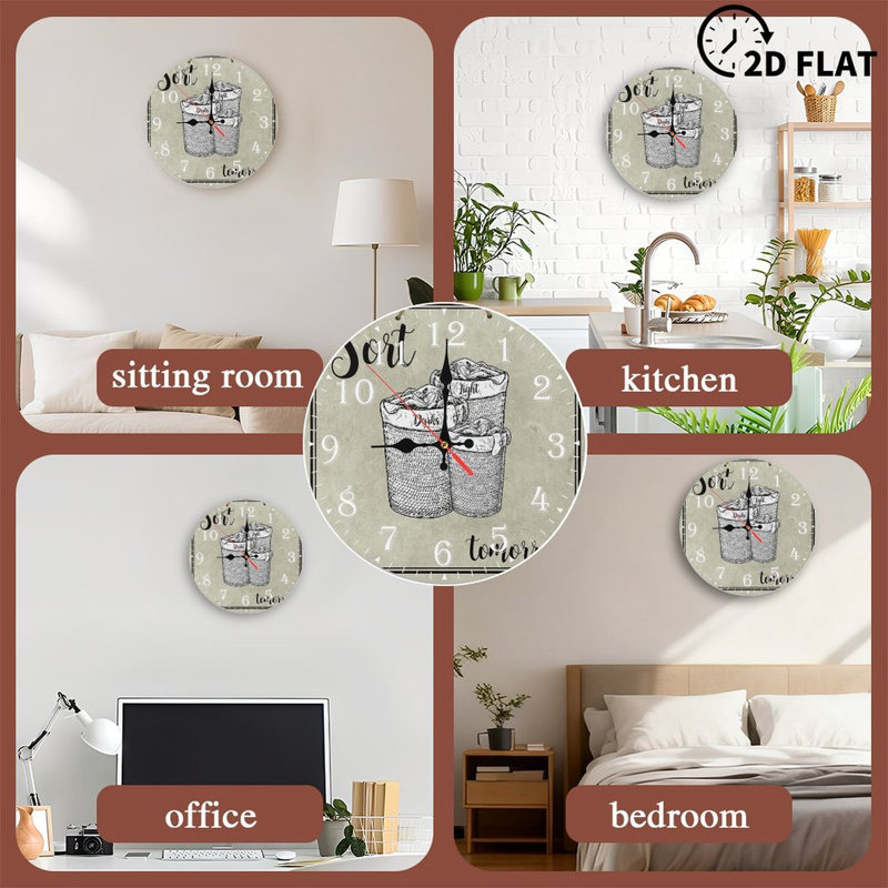 Horloge murale en bois 10 po, mouvement silencieux, à piles (piles AA non incluses), décor artistique, parfait pour les décorations