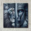  «Lion Warrior» par Rey Klimt, art mural en verre acrylique, 12 po x 12 po