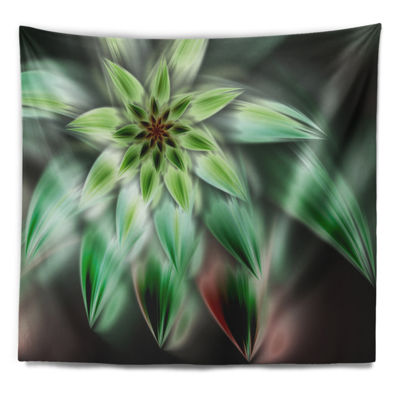 Tapisserie artistique floral vert floral, H 68 po x l 80 po