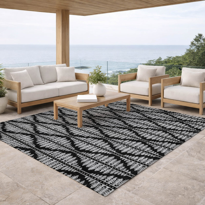 Tapis intérieur / extérieur lavable à la machine Chantille ACN2985, Noir, 10 pi x 14 pi
