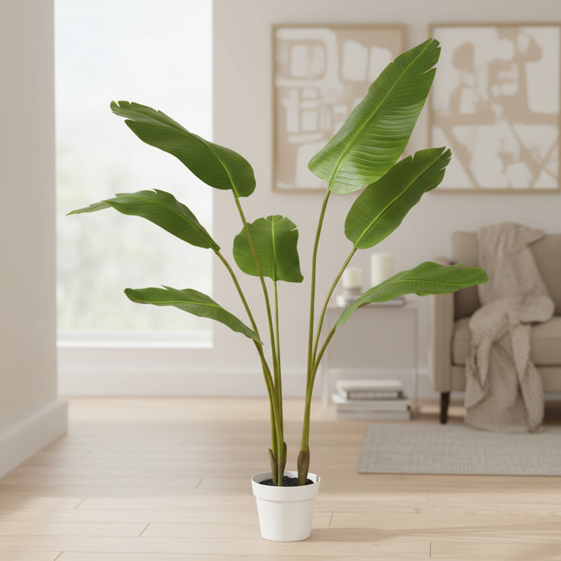 Pot à fleurs décoratif en faux palmier blanc 55 "Algreen