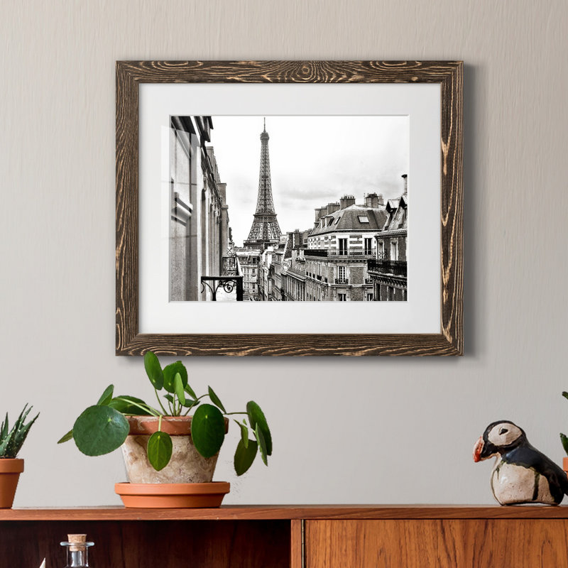 " Eiffel View ", Walnut Framed Paper, 24" H x 18" W x 1.5" D