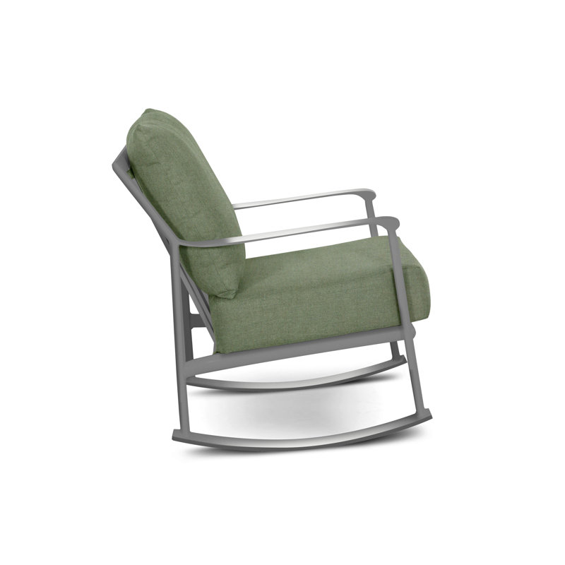 Outdoor Rocker Chair, Dark Green, Weathered Teak