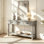 Console avec 3 tiroirs et tablette de rangement ouverte, canapé-lit en bois à 2 niveaux pour canapé d'entrée, salon, couloir et vestibule