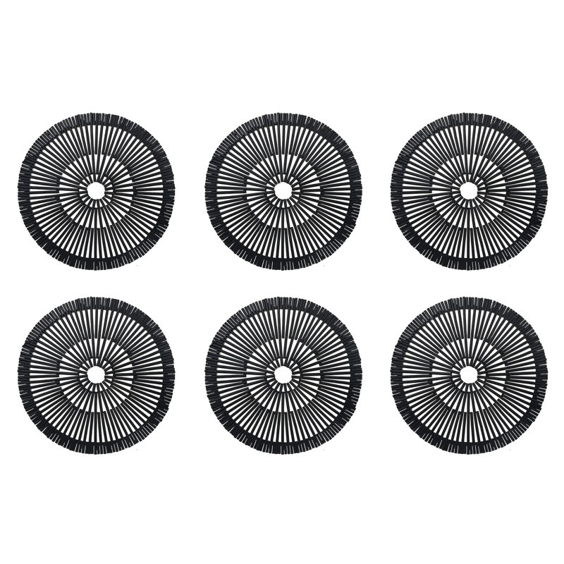 Napperon rond en bambou lourd - ensemble de 6, Noir, noir, noir, noir
