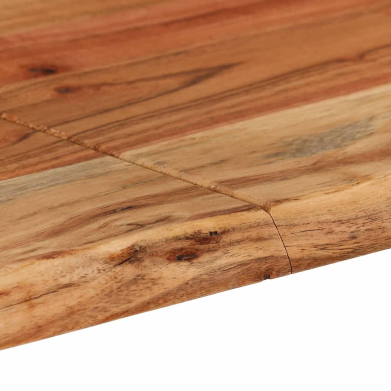 Elaenor vidaXL Dining Table, Natural Edges Tabletop with Power-Coated Steel Legs, Rustic Design Bistro Table for Dining Room, Kitchen, Solid Acacia Wood