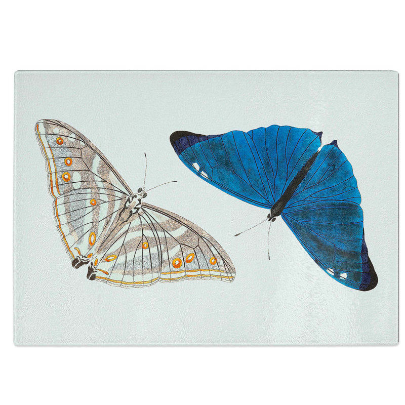 Tempered Glass Adonis Butterfly Chopping Board, 28.5 cm W x 20 cm L