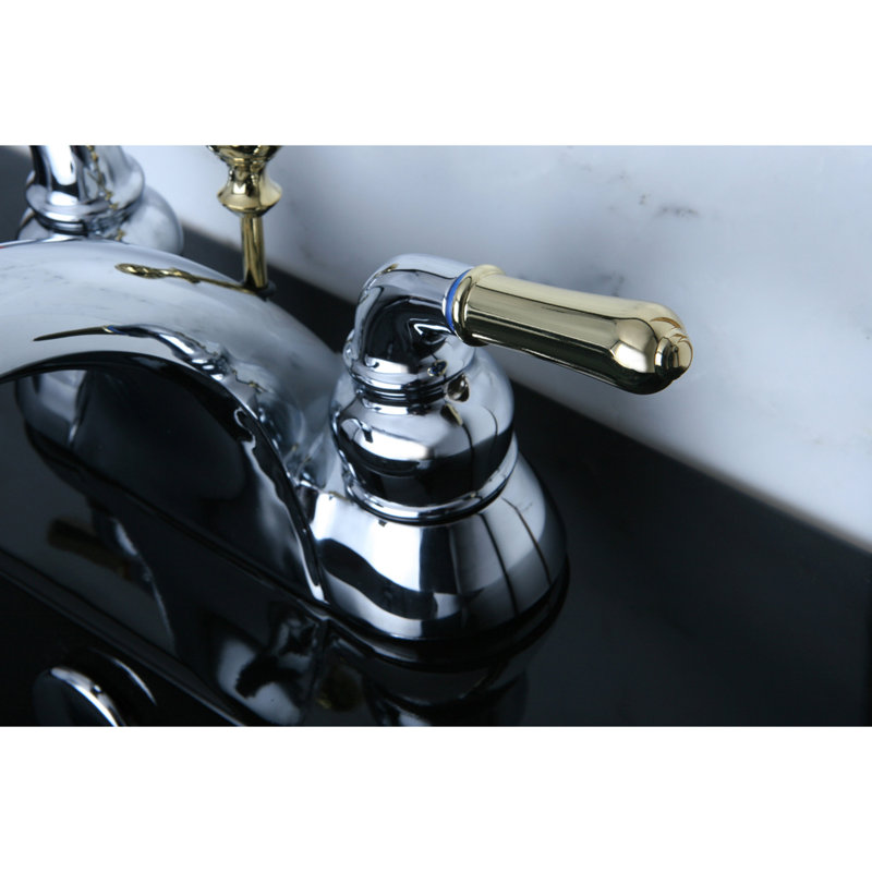 Robinet de salle de bain central à 4 poignées à 3 trous à fixation sur le comptoir avec laiton escamotable Kingston