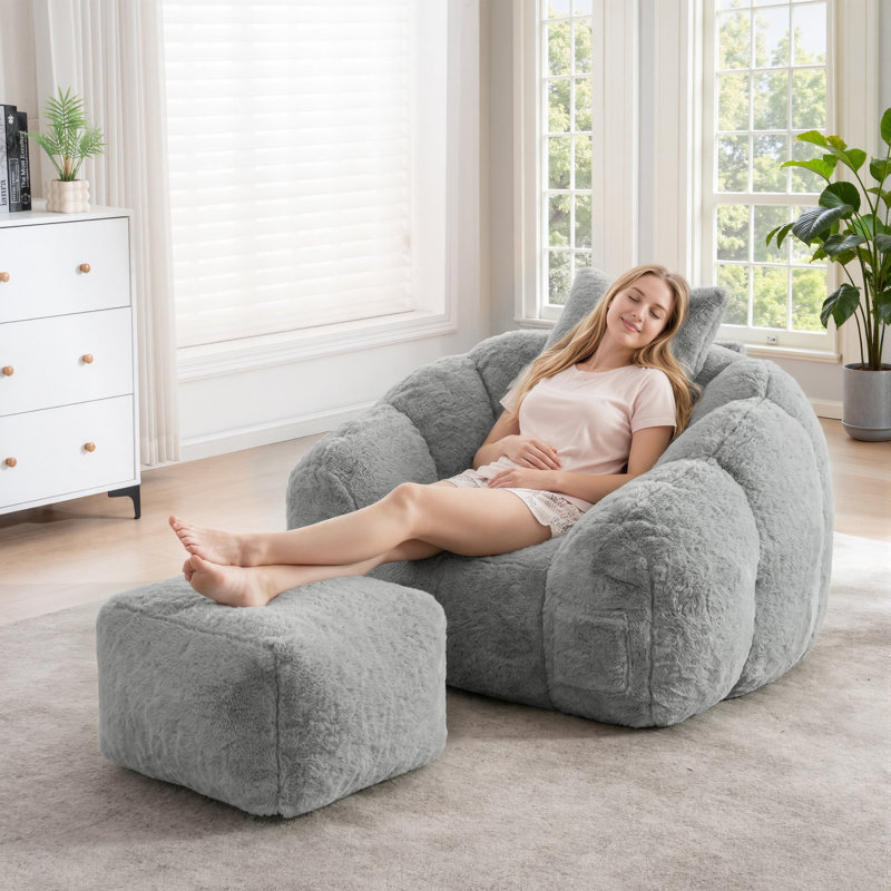 Double Bean Bag Chair, Gray 