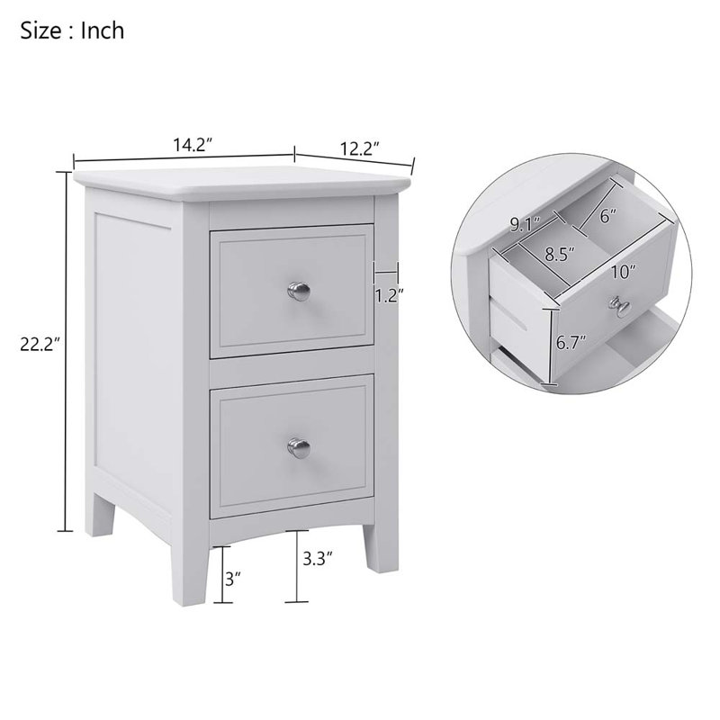 Ensemble de chambre avec lit plateforme 5 pièces Okelley, Blanc, Très grand