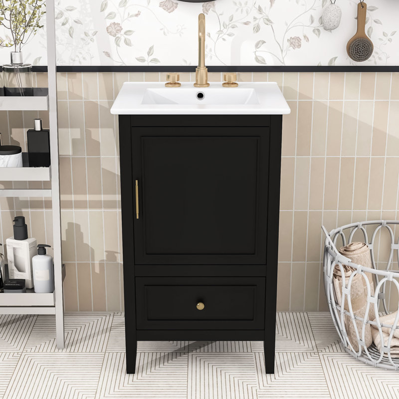 Space-Saving 20-Inch Bathroom Vanity with Sink, Black