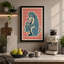 Bear And Cat Embrace Mid-Century - Print-136814233-136814238