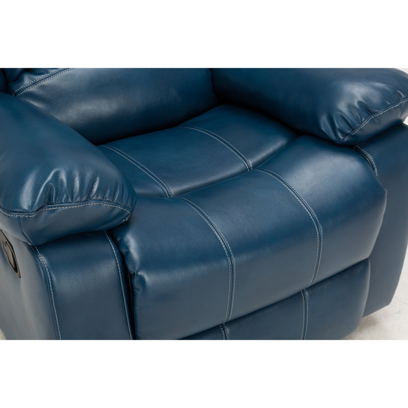 Fauteuil inclinable en cuir bleu marine Charlotte