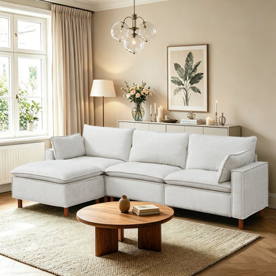 Modular L-Shape Sectional Sofa with Ottoman