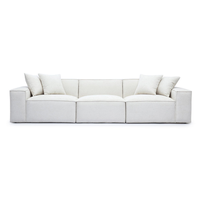 Cherylee Chenille Basketweave Modular Sofa, Cream