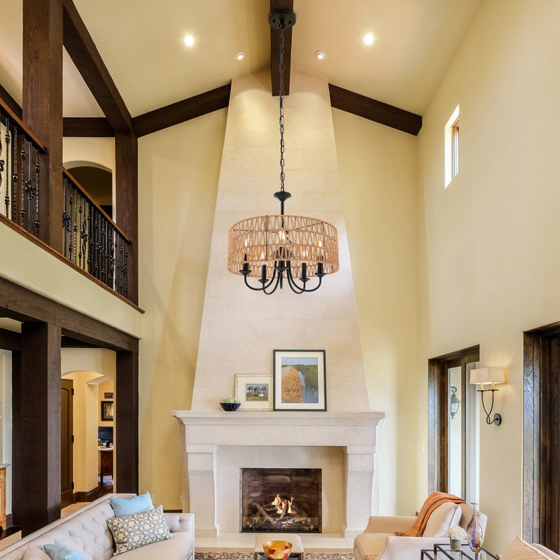 Lustre bohémien 5 lumières à hauteur réglable pour les salles à manger, les salons et les cuisines