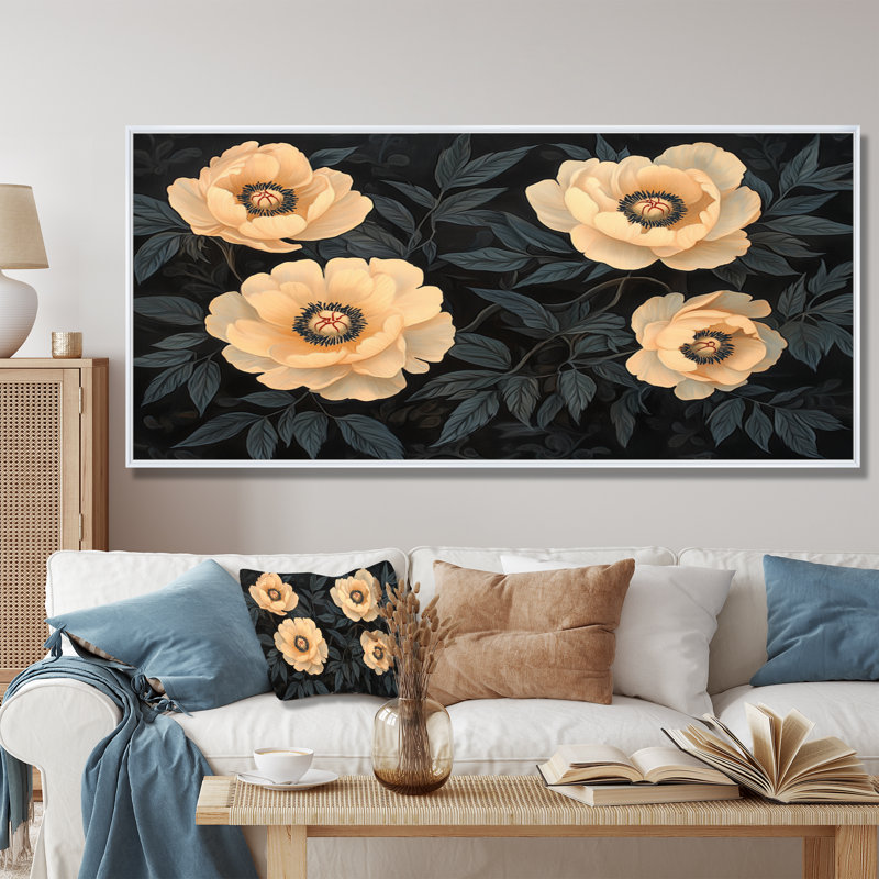 Art mural sur toile Iorwerth, H 28 po x l 60 po, Blanc, Floater Framed