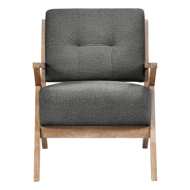 Chaise d'appoint rembourrée gris foncé, bois massif, hauteur 32,5 po, chaise à dossier en bois d'hévéa gris, design rustique moderne avec accoudoirs de 23 po