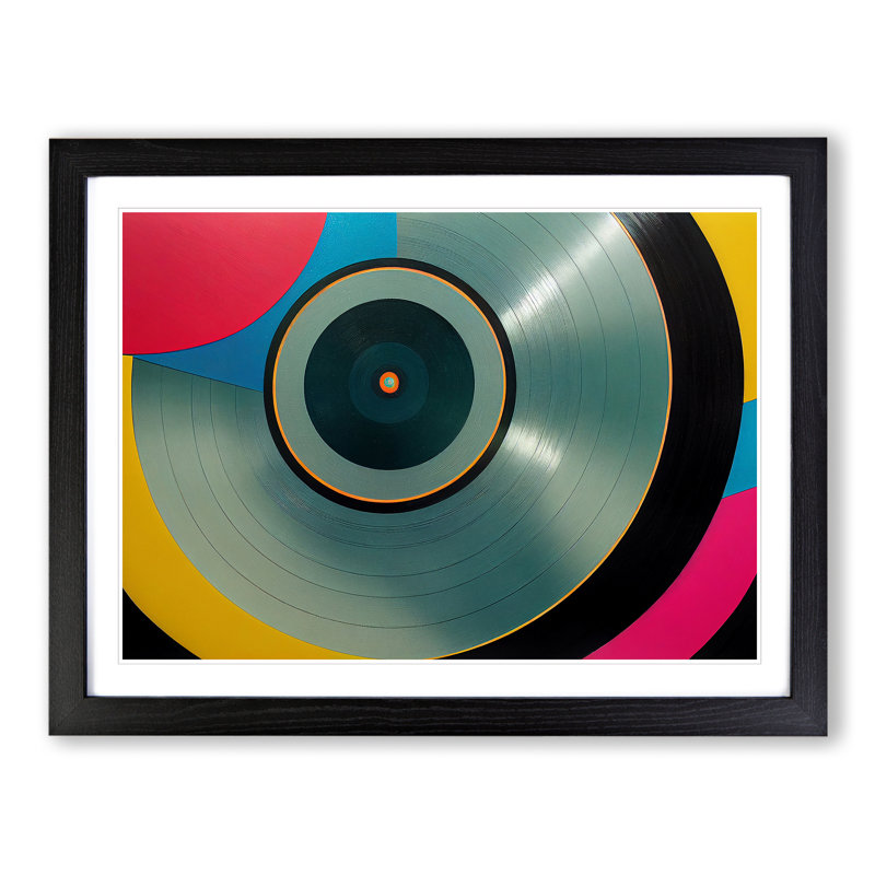 Magical Vinyl Record Abstract - Framed Print, Black, 46cm H x 64cm W x 2cm D