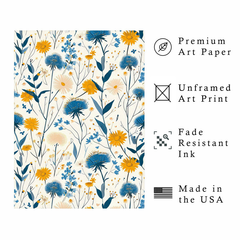 «Botanical Flowers Array I Cottage», reproduction d'art non encadrée, H 16 po x l 12 po