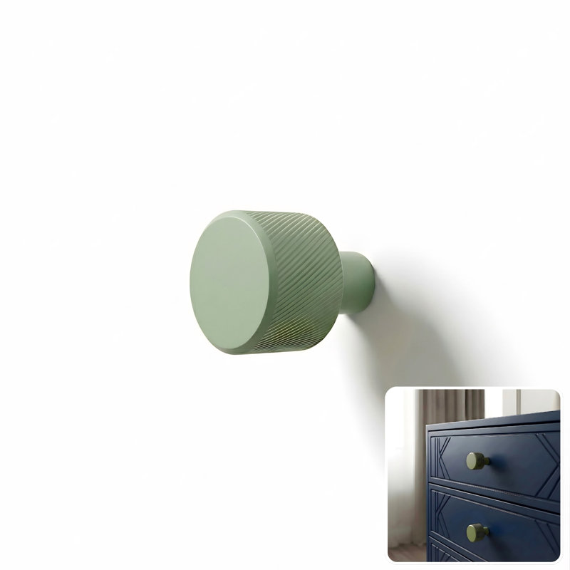 Poignée de meuble ronde moletée ROUS Hardware, Olive (vert)