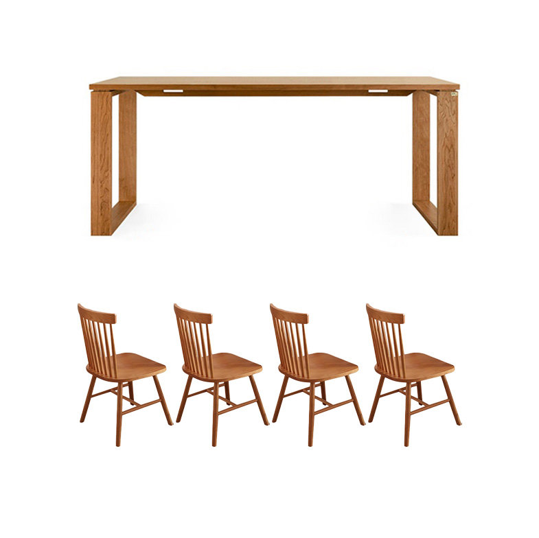 Ensemble de tables rétro et élégantes en bois massif, H 29,52 po x L 70,86 po x l 31,49 po